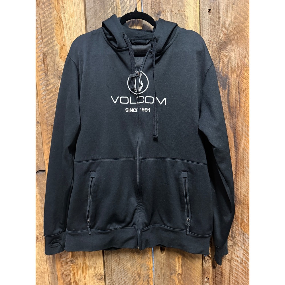 Volcom Mens XL Black Full Zip Hoodie Fleece Skate Surf Streetwear Snowboard